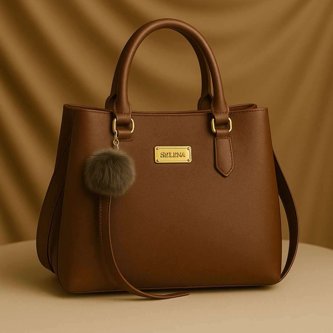 Kianvi  Mocha Charm Tan Color Structured Tote Handbag For Women